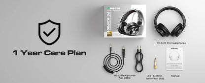 Studio Headphones DJ Headphones Professional 40kHz Hi-Res Stereo 3.5mm/6.35mm Audio Jack Wired Recording Headphone Audio Monitor