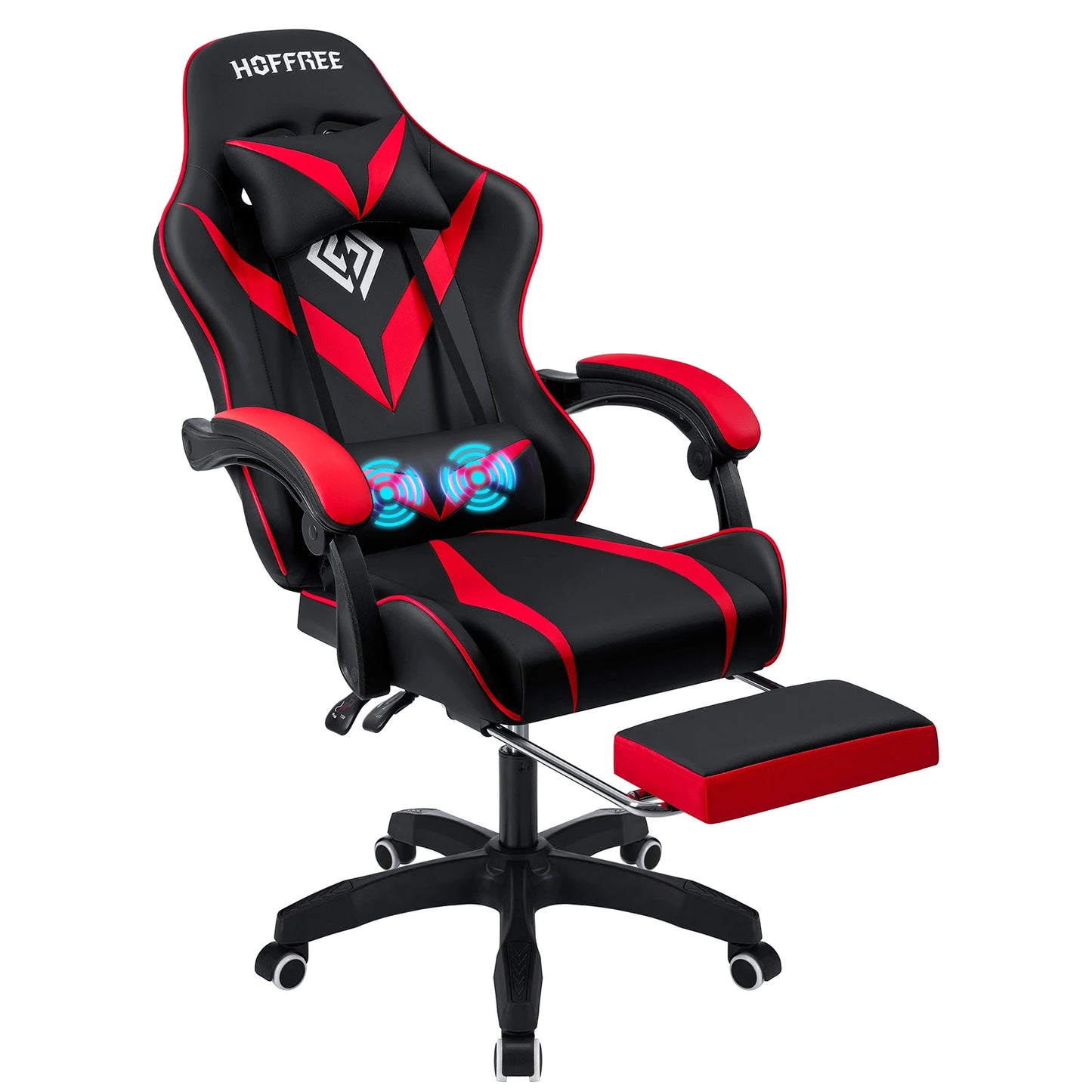 Gaming Chair with Massage Ergonomic Computer Chair Footrest and Lumbar Support Reclining PC Game Chair Adjust Armrest Headrest