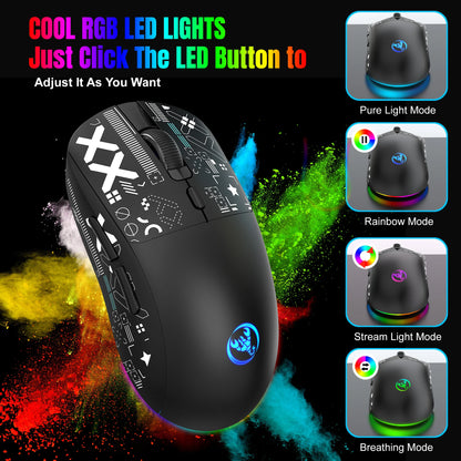 RGB Wireless Gaming Mouse With Charging Dock 3-Mode Connection Silent Buttons Long-Lasting Rechargeable Battery for PC Laptop