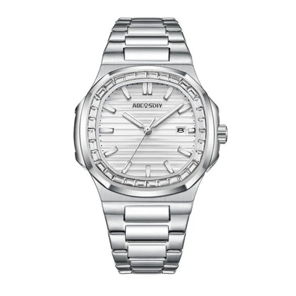 AOCASDIY Montre de luxe professionnelle étanche pour homme, date luminescente, acier inoxydable, carrée, à quartz, reloj hombre