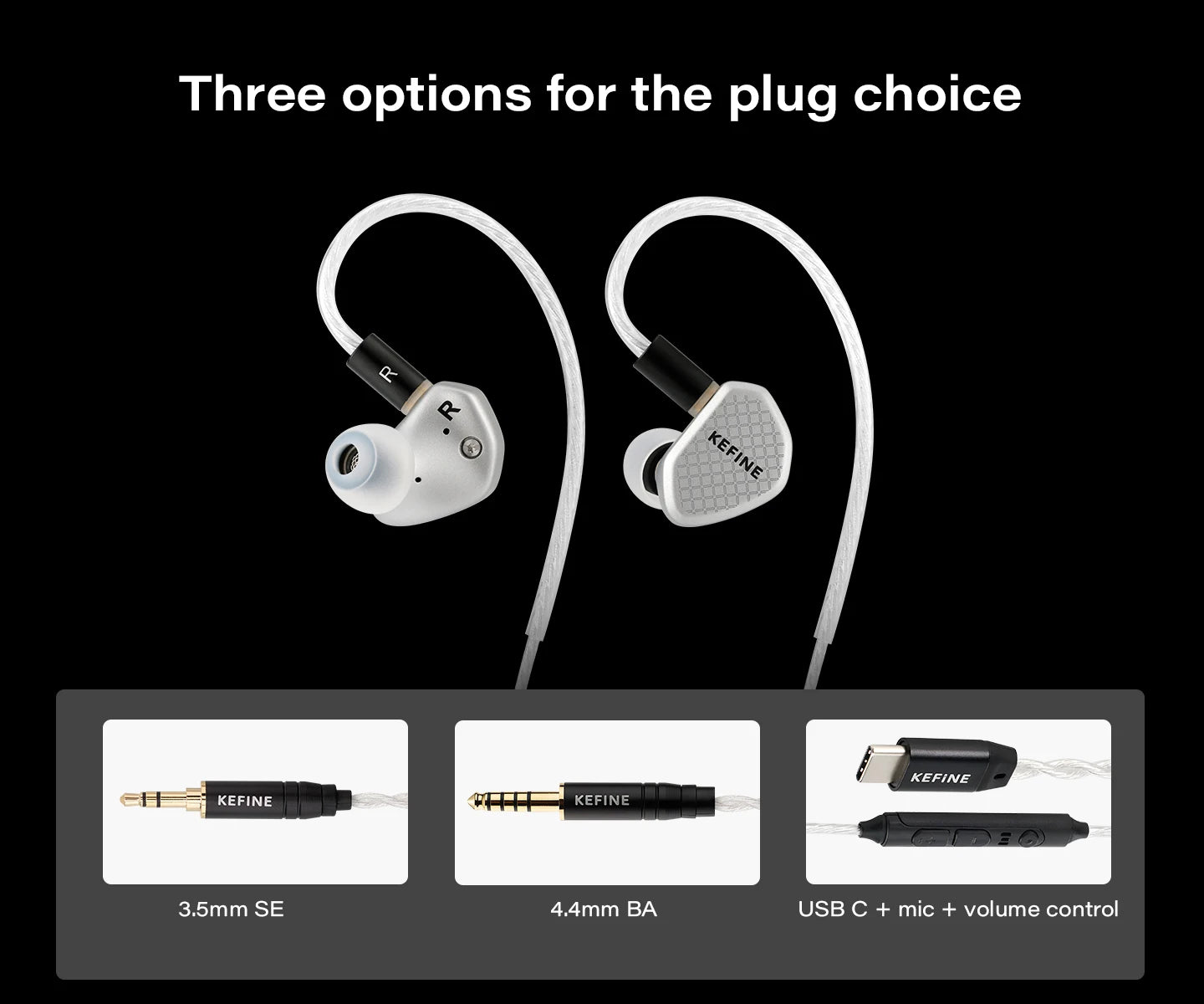 Angelears Kefine Klean SV 10mm DLC Diaphragm Dynamic Driver IEMs Hi-Fi In-ear Earphone with Nozzles and SPC Cable