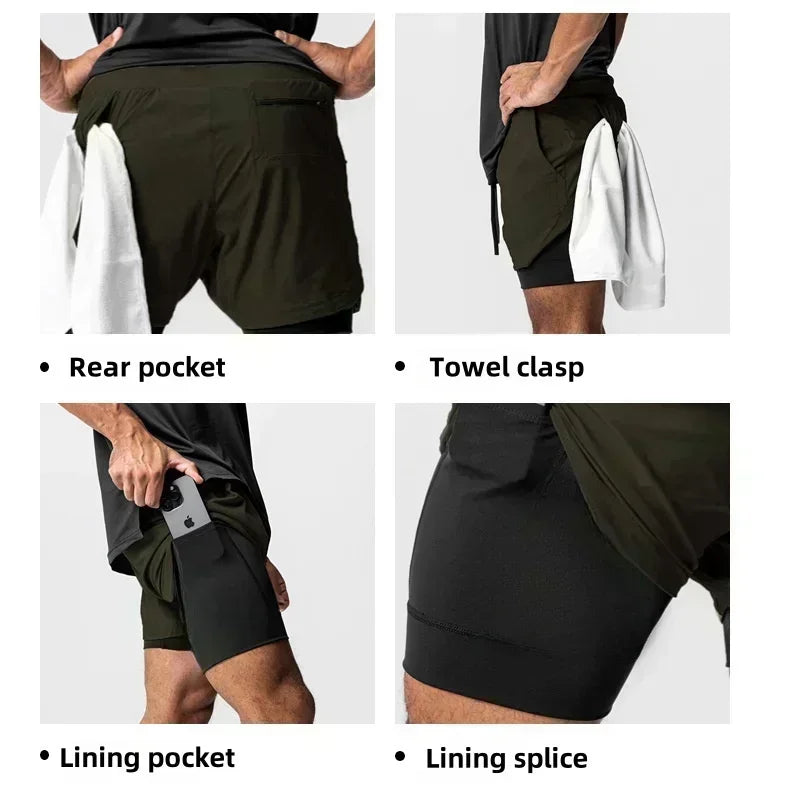 Dragon Ball Men's Shorts Double Layer 2-in-1 Shorts Vegeta Japan Anime Summer Autumn Quick-Drying Fake Two-piece Sports Shorts