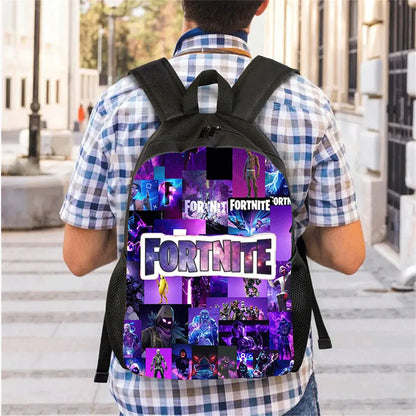 Fortnite Cartoon 3pcs Backpack Set for Boys Girls Unisex Including School Bag Lunch Bag Pencil Case Suitable for ages 5-8