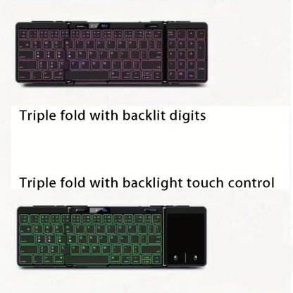 Wireless Folding Keyboard with Backlight RGB Foldable Bluetooth Keyboard with Touchpad Travel Keyboard for iOS Android Mac OS