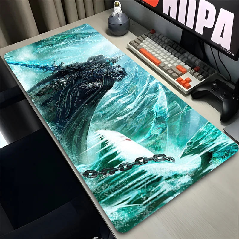 XXL Gaming Accessories Gamer Keyboard Desk Mat Non-Slip World of Warcraft Lich King Laptop Notebook Mousepad 900X400 Mouse Mats