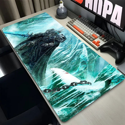 XXL Gaming Accessories Gamer Keyboard Desk Mat Non-Slip World of Warcraft Lich King Laptop Notebook Mousepad 900X400 Mouse Mats