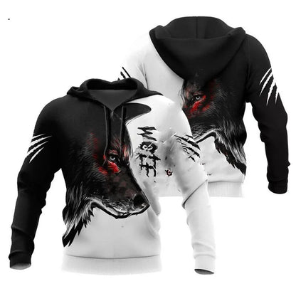 Fashion Autumn Lion, Wolf Hoodies White Tiger Skin 3D All Over Printed Men's Sweatshirt Unisex Pullover Casual Jacket