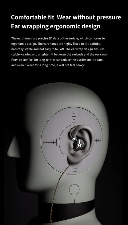 TRN Starfish Earphones 12mm Dynamic Driver In-ear Monitors  Beryllium coated Diaphragm Headset Hi-Fi Headphones with Detachable