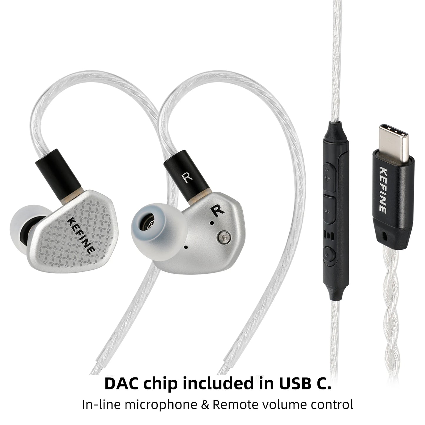Angelears Kefine Klean SV 10mm DLC Diaphragm Dynamic Driver IEMs Hi-Fi In-ear Earphone with Nozzles and SPC Cable