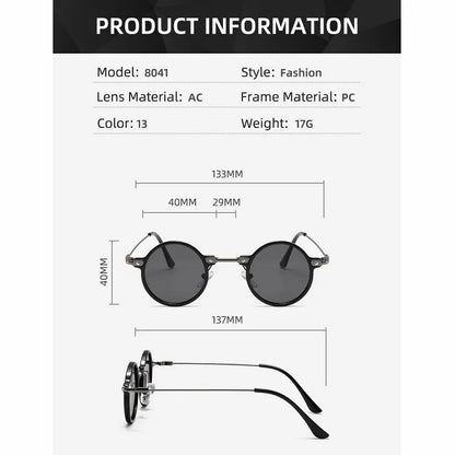 Runde Sonnenbrillen für Männer und Frauen, Retro-Steampunk-Sonnenbrillen, Herren- und Damenbrillen, Marken-Designerbrillen, Metallrahmen, Sonnenbrillen, Oculos De Sol