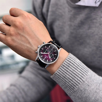 Orologio di lusso da uomo Benyar – Cronografo con datario, cinturino in pelle, impermeabile, luminescente, stile sportivo e militare, orologio al quarzo