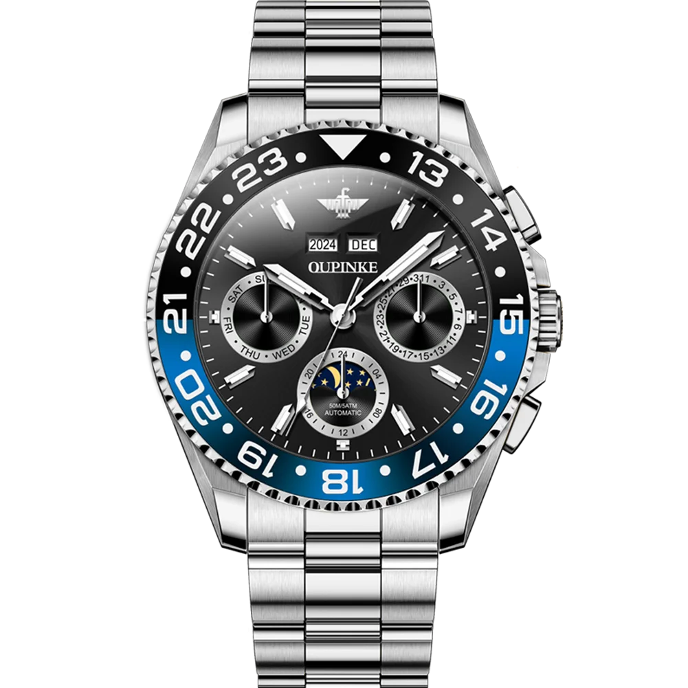 OUPINKE Fashion Mens Watches Top Brand Luxury Business Sport Watch Multifunction Automatic Mechanical Men Clock Waterproof Reloj