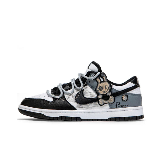 Custom Sneakers Nike Dunk Low Moon Rabbit Panda GS Deconstructed Graffiti Rabbit Patch Fashion Couple Shoes Unisex