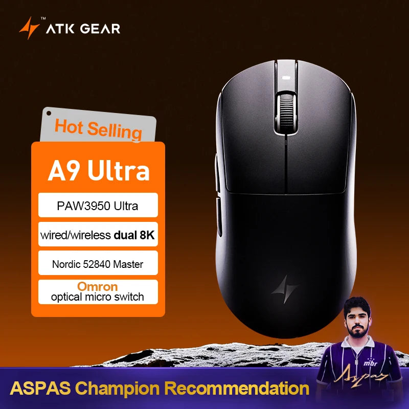 ATK Dragonfly A9 Ultimate Wireless Gaming Mouse A9 Air PAW3950 Ultra Lightweight Ergonomic E-sports Gamer FPS Mice CSGO A9 Ultra