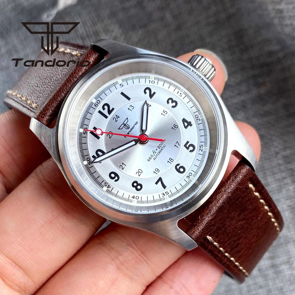 Tandorio 36mm Fashion 20BAR automatische Taucher- und Pilotenuhr für Herren und Damen, NH35/PT5000/Miyota8215 Uhrwerk, Saphir-Armbanduhr, grüne Leuchtmasse