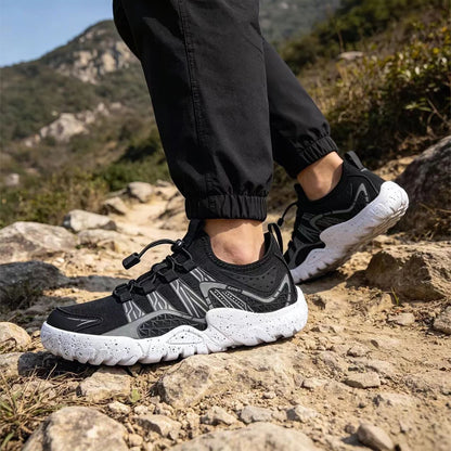 Oiaano Wide Barefoot Man Sports Shoes Black Mesh Knit Ultra Light Breathable Leisure Working Jogging Outdoor Soft Sole Zero Drop