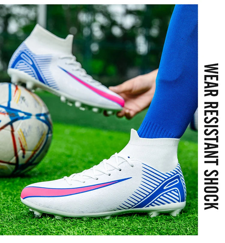 High Top Football Boots Men's Large Size 47 Training Sports AG Long Nail TF Broken Nail Ball Shoes Net Lining Rubber Outsole