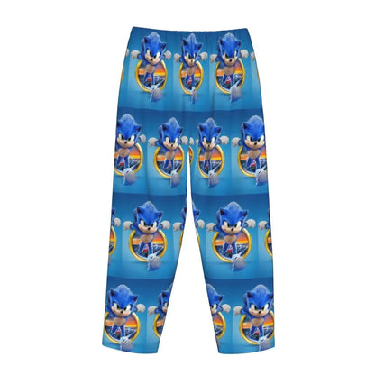 Custom Printed Womens Soniced Pajama Pants Hedgehog Game Sleepwear Sleep Lounge Bottoms with Pockets