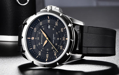 Orologio da uomo SAPPHERO – Orologio al quarzo di lusso, impermeabile fino a 50 m, dotato di un meccanismo importato e di una cassa in acciaio inossidabile – Un’idea regalo ideale per l’uomo.