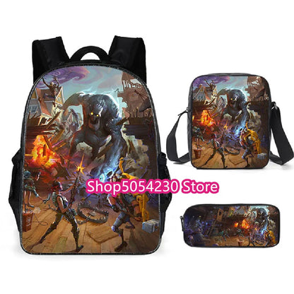 Fortnited 3PCS Backpack for Boys Victory Game 16 Inch Water Resistant Preschool Knapsack Cool Elementary School Backpacks