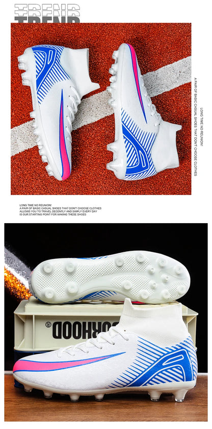 High Top Football Boots Men's Large Size 47 Training Sports AG Long Nail TF Broken Nail Ball Shoes Net Lining Rubber Outsole
