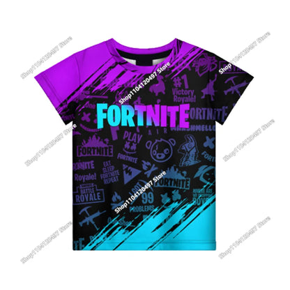Аниме Fortnite тениски за момичета, тениска за момчета, бели тениски с анимационен принт, летни бебешки тениски, сладки горнища с принт, костюм