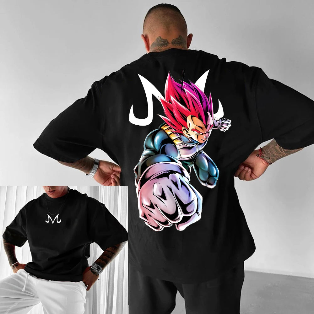T-shirt in cotone a maniche corte con stampa Dragon Ball Z Son Goku Vegeta, per uomo e donna, stile Harajuku Y2K vintage, streetwear estivo