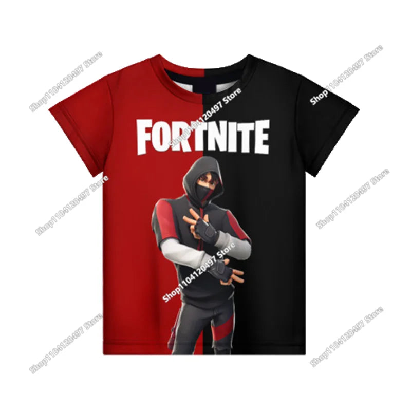 Аниме Fortnite тениски за момичета, тениска за момчета, бели тениски с анимационен принт, летни бебешки тениски, сладки горнища с принт, костюм