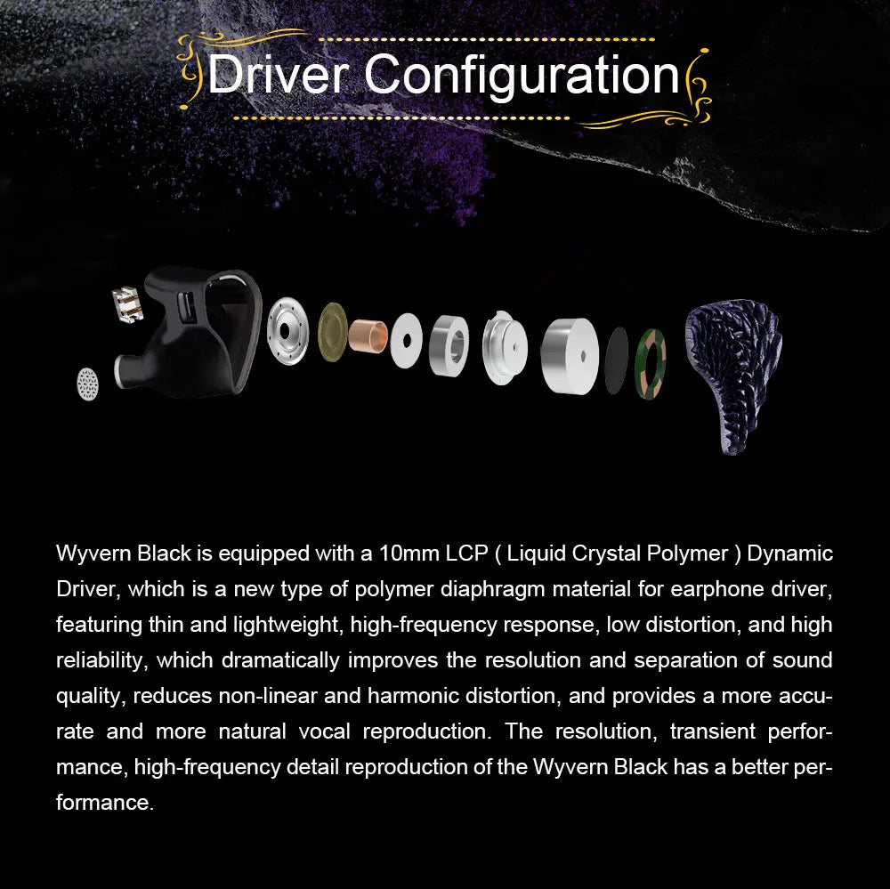 Celest Wyvern Black In Ear Earphone Monitor With Microphone Hifi Music Headphone IEMs Wired Gaming Earbuds For Gifts