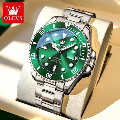 Orologio meccanico automatico di lusso da uomo OLEVS 6650 – Impermeabile, luminescente, bracciale in acciaio – Orologio da polso da uomo, stile professionale, marca prestigiosa