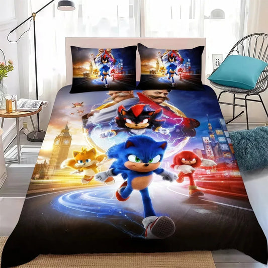 The Movie H-Hedgehog S-SonicES 3 Duvet Cover Set Soft Washed Cotton Bed 2/3pcs Summer Comfortable Student Dormitory Home Bedding
