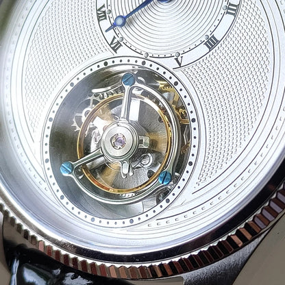 Time Essence Tourbillon Watch Classic Styling Leather Strap Sapphire Glass Hand Winding Luminous 28800