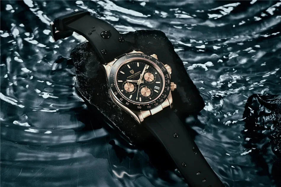 Originale neue PAGANI DESIGN PD-1664 Luxus-Herrenuhr mit japanischem VK63-Quarzwerk, Saphirglas, wasserdichtem Chronographen, Gold