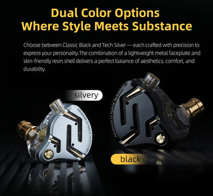 KZ ZS12 PRO 2 Flagship-Grade Super-Linear Hybrid IEM Earphones HiFi Bass In Ear Headphones Esports Gaming Headest Wired Earbuds