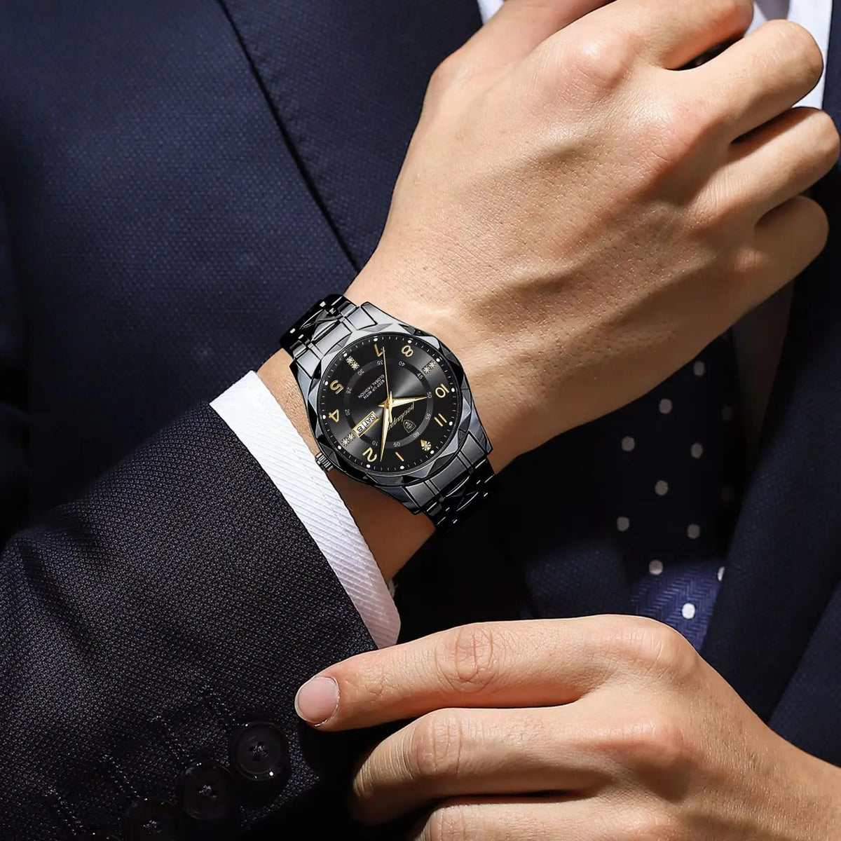 Orologio da uomo POEDAGAR Fashion Luxury, impermeabile, luminescente, al quarzo, cinturino in acciaio inossidabile, data e giorno della settimana, stile casual.