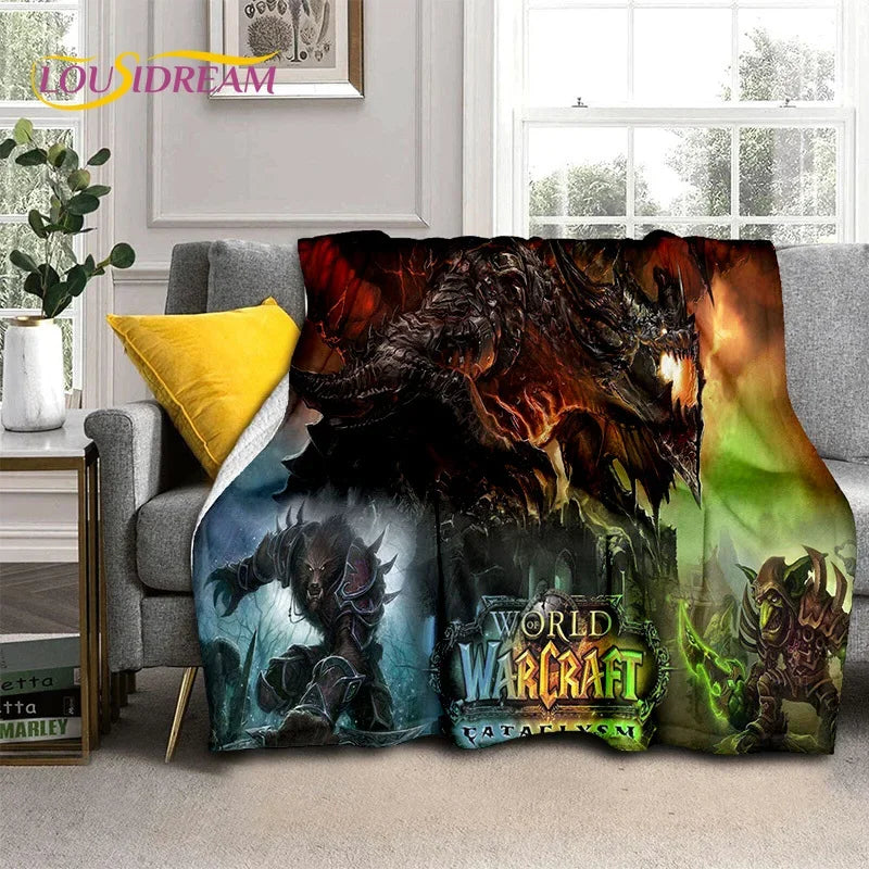 3D World of Warcraft Game WOW Lich King DH Blanket,Soft Throw Blanket for Home Bedroom Bed Sofa Picnic Travel Office Cover Kids