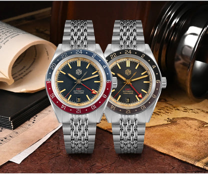 San Martin 39.5mm Limited Edition Full Lume Dial Automatic Mens Watch NH34 GMT 6H Date 10Bar Luxury Kol Saati SN0116W