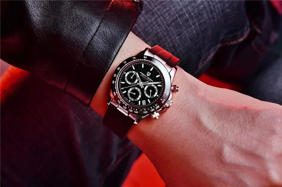 Originale neue PAGANI DESIGN PD-1664 Luxus-Herrenuhr mit japanischem VK63-Quarzwerk, Saphirglas, wasserdichtem Chronographen, Gold