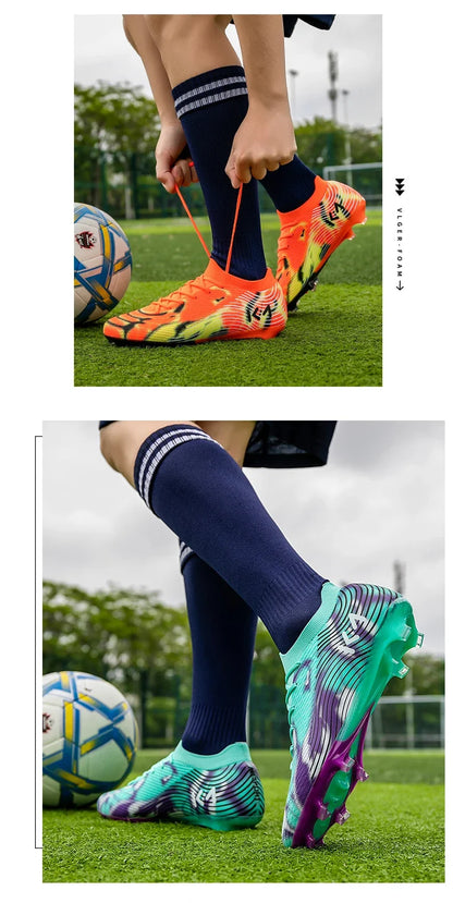 New Men Football Boots Outdoor Sneakers High-quality Grass Cleats Soccer Shoes Boys Match Hot-selling Non-Slip High-top Light
