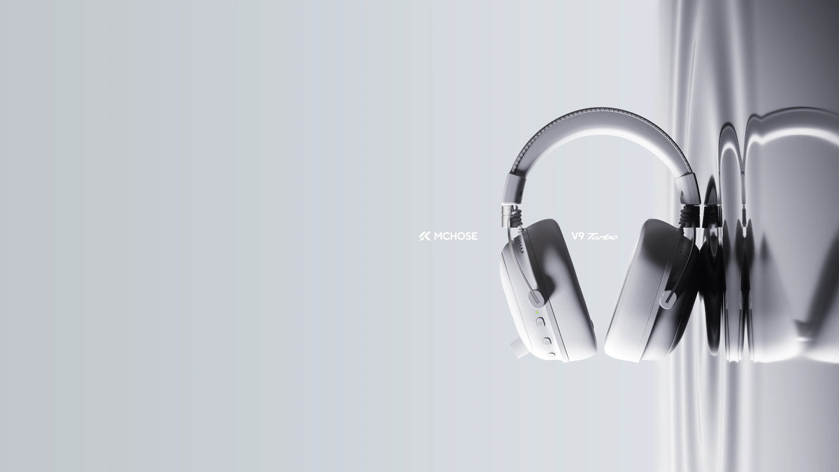 Casque de jeu sans fil magnétique MCHOSE V9 Turbo+ avec son surround 7.1 90 °   Écouteurs pivotants à faible latence avec chargement magnétique RGB