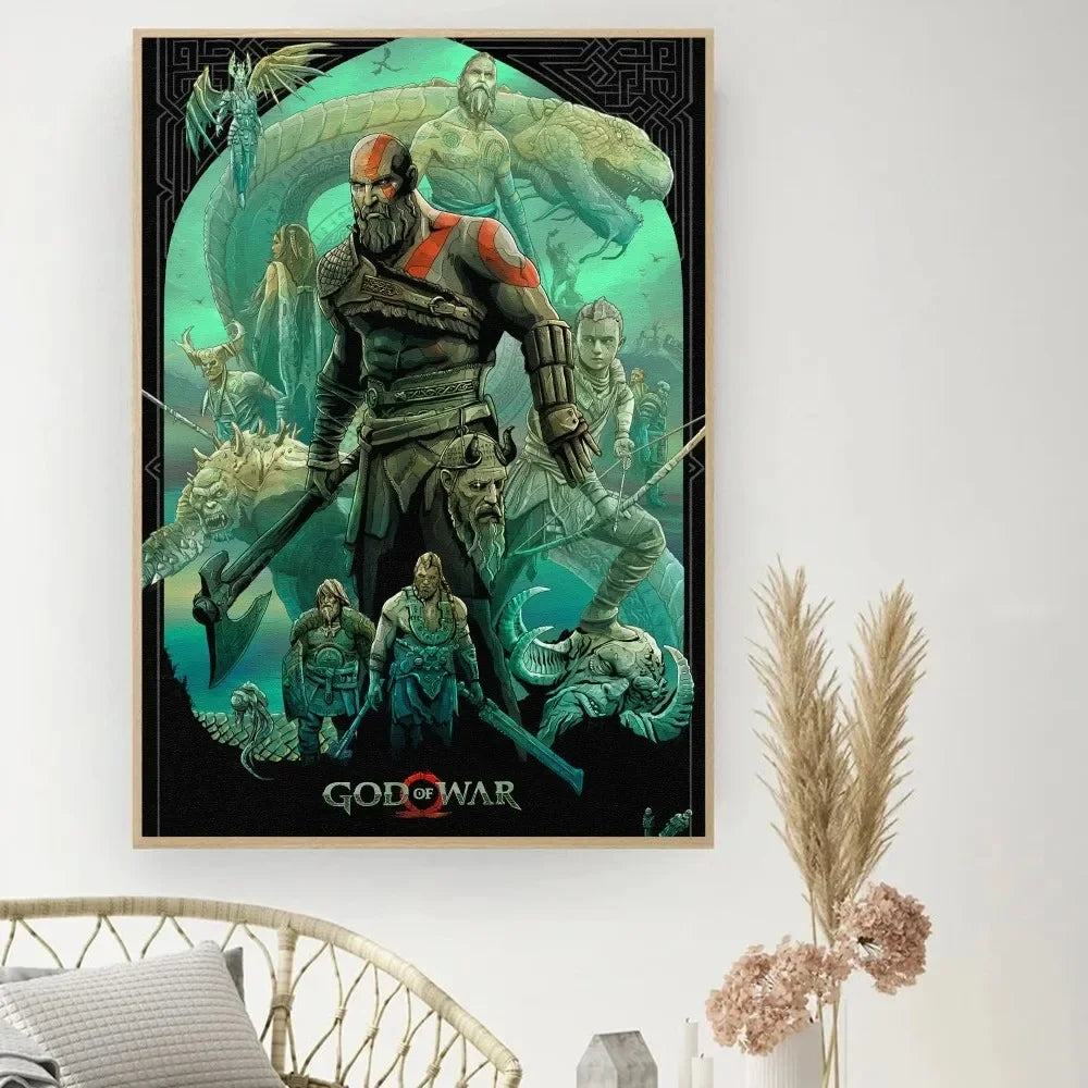 Póster del juego «God of War» - Póster de cine vintage para hacer tú mismo - Cuadro decorativo - Pegatinas para el estudio - Cuadro de pared de tamaño pequeño
