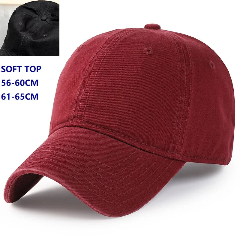 Baseball kapa Big Head Plus Size iz 100 % bombaža, primerna za moške in ženske, nastavljiva kapa »Dad Hat«, velikost 58–60 cm, 61–65 cm