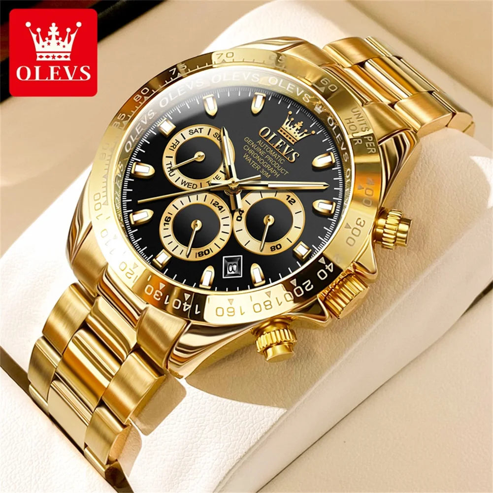 OLEVS 6638 Original Brand Classic Man Watch Luxury Automatic Mechanical Wrist Watches for Men Chronograph Waterproof Men's Watch