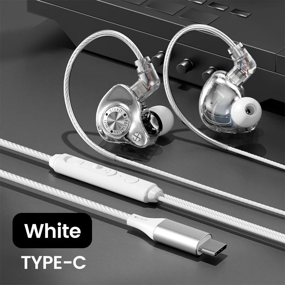 Original 15D Super Bass In Ear Headphone With Mic 3.5mm AUX/Type-C Digital Chip Headset For iPhone 17 Huawei Xiaomi Android