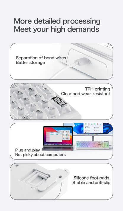FREEWOLF M95 Wired Keyboard Features an RGB Transparent Design,Catering to Various Scenarios such as Gaming and Office Work