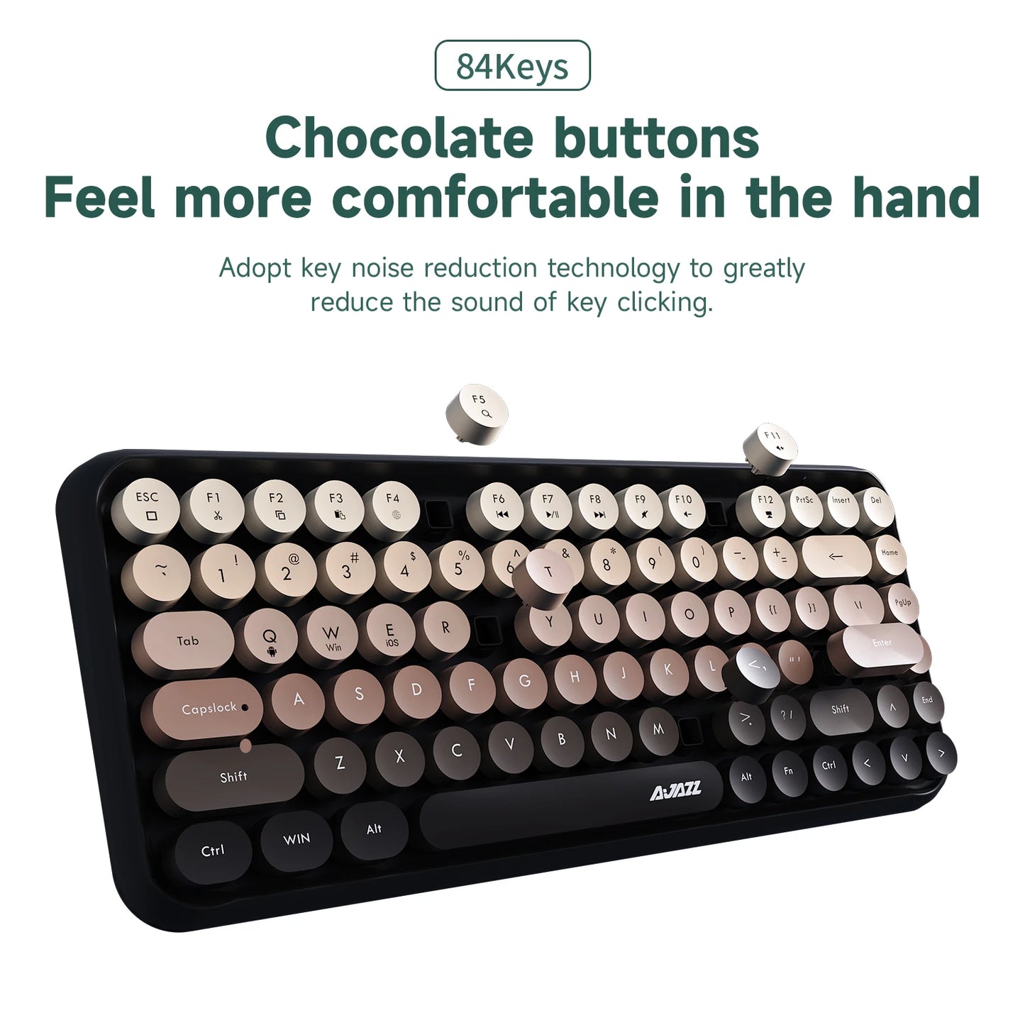 Ajazz 308I Wireless Keyboard 18/84 Keys Round Keycap Bluetooth Keyboard Portable 2.4GHz Numeric Keypad for Tablet Laptop Android