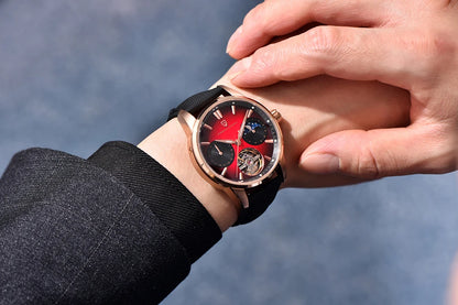 PAGANI DESIGN – Luksuzna mehanska ura za moške, 41 mm, safirno steklo, usnjena zapestnica, vodotesna, v pilotskem slogu, s turbijonom in prikazom lunine faze