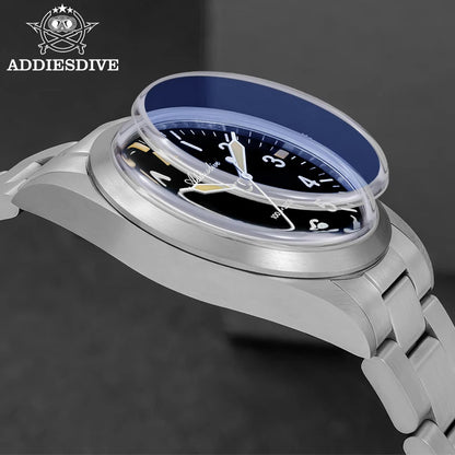 ADDIESDIVE 36mm AD2502 Watch For Men 100M Waterproof Titanium Alloy VH31 Movement Bubble Mirror Glass Luminous Quartz Watches