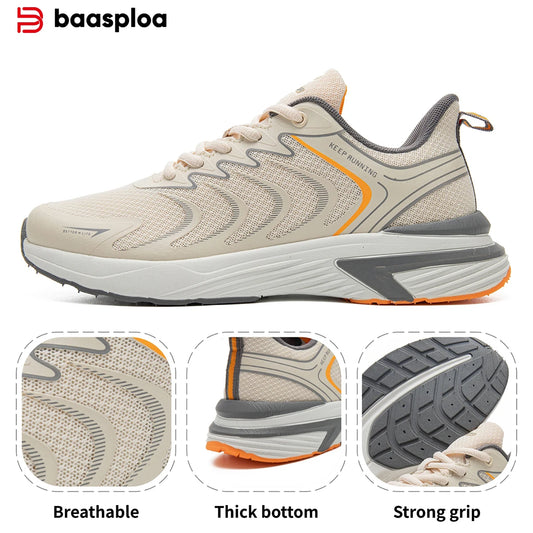 Baasploa Herren-Laufschuhe, leichte Casual-Sneaker aus Mesh, atmungsaktiv, rutschfest und abriebfest, Outdoor-Sportschuhe für Herren