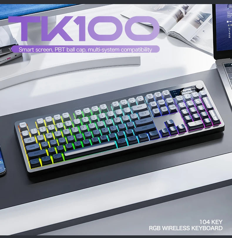 XUNFOX  TK100 wireless 2.4 keyboard Bluetooth dual-mode game silent office notebook universal keyboard